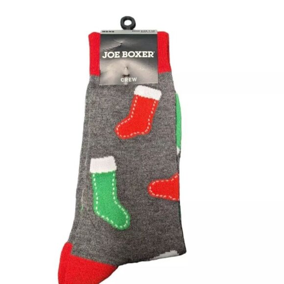 NWT Joe Boxer Socks Sz 7-12 Gray Christmas Holiday Stocking Crew Cut Dress - Picture 1 of 2